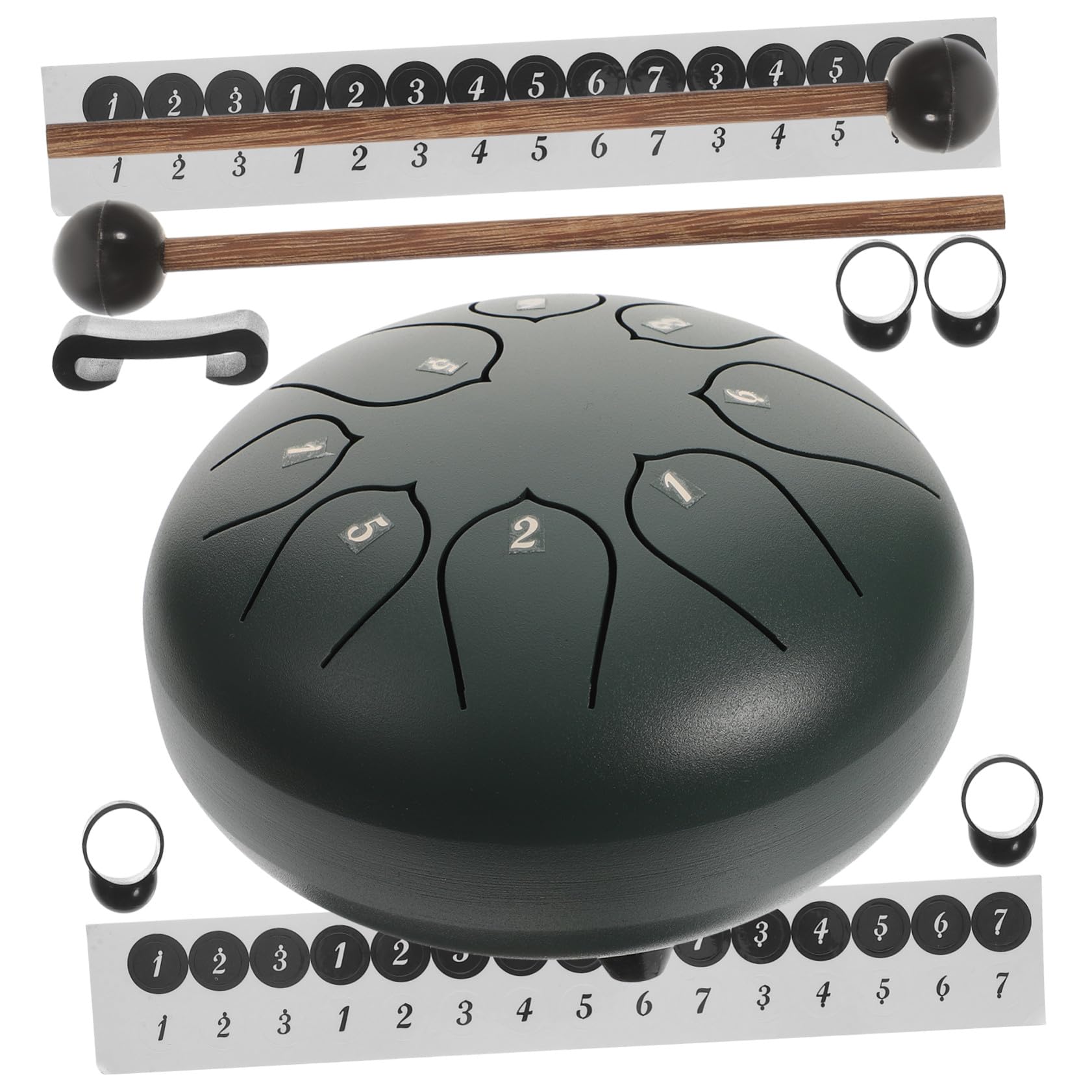 Kit de Tambor de Lengua de Acero 6 Pulgadas 8 Notas Verde | 1 Set, Madera Aleación Plástico y Cloth, Diseño Creativo Elegante, para Niños y Adultos