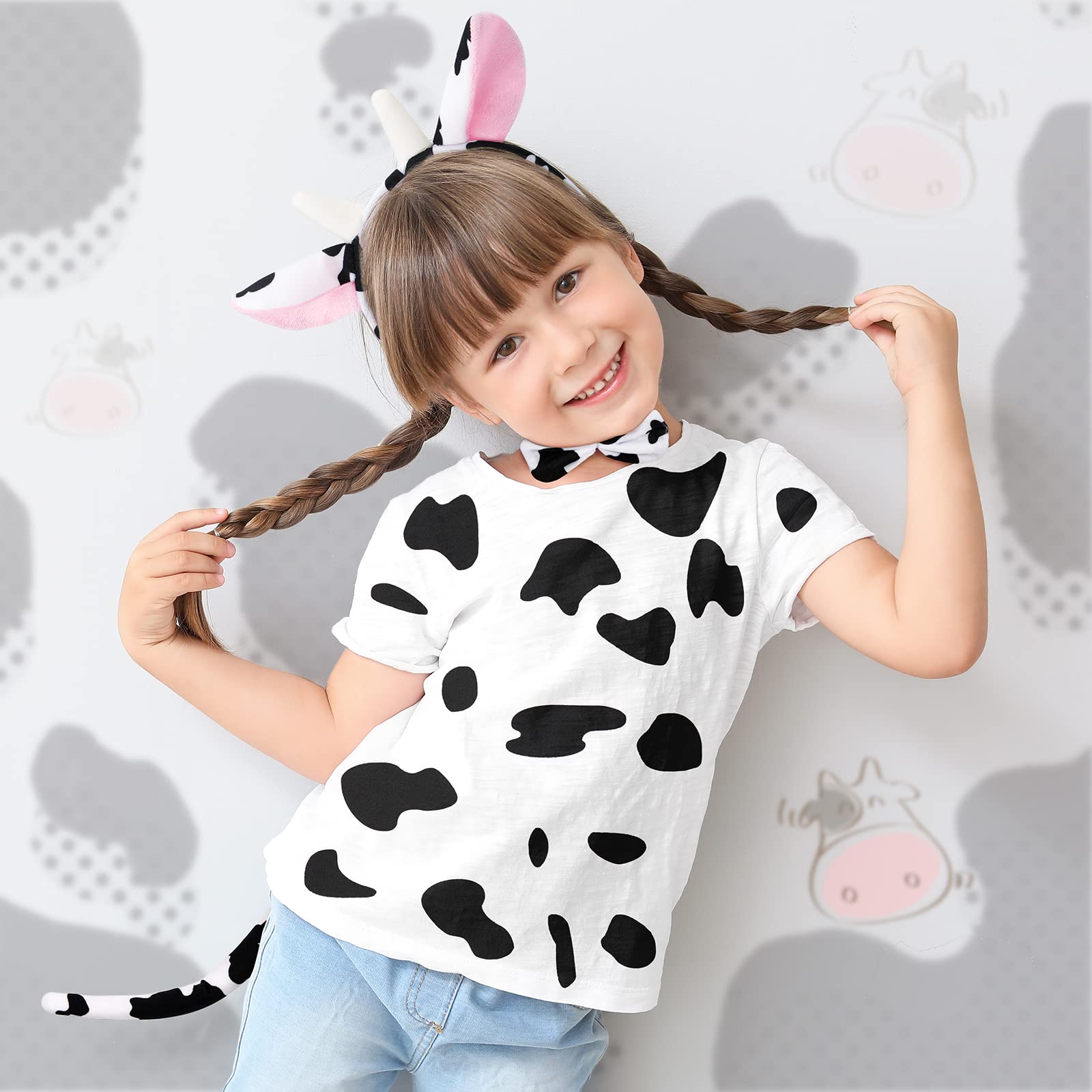 Aoriher Set Di 4 Costumi Da Mucca Fascia Per Capelli Con