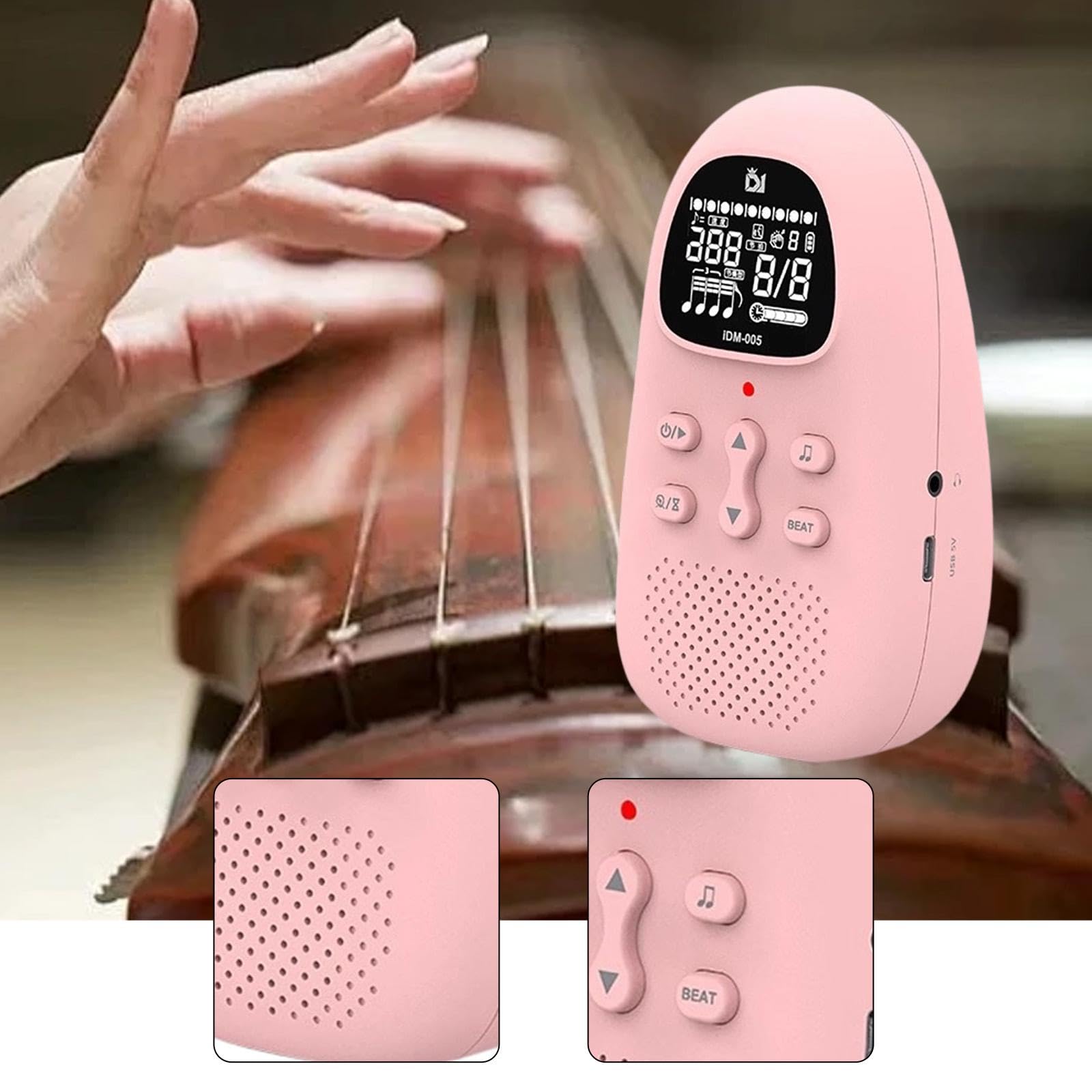 MagiDeal Metronomo Elettronico con Volume Regolabile, Facile Da Usare, per, Metronomo Digitale Portatile per Sassofono, Violino, Rosa
