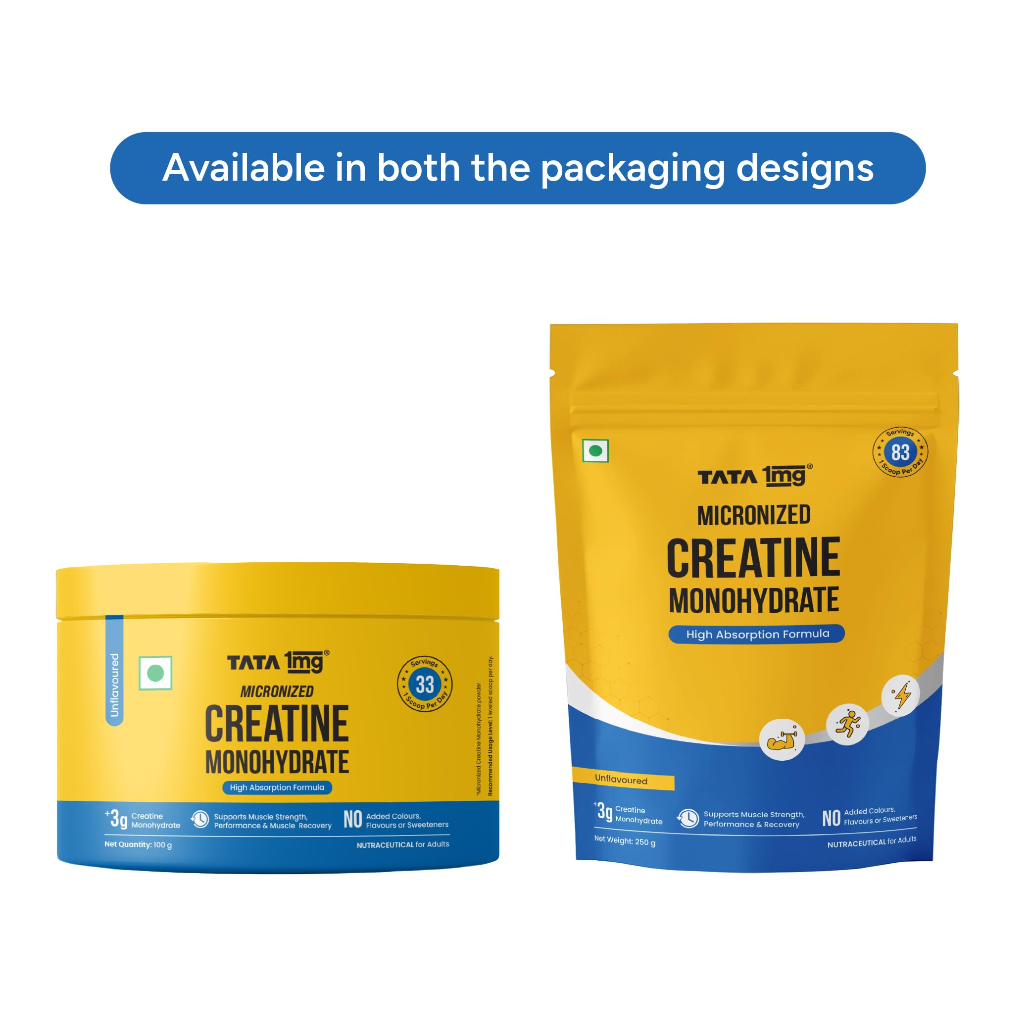 TATA 1MG Creatine Monohydrate| Each Batch tested DCT& DHT Safe | Zero Calories | Boosts Strength, Power & Recovery | Fast Absorption | Unflavoured,100gm — Amazon image 4