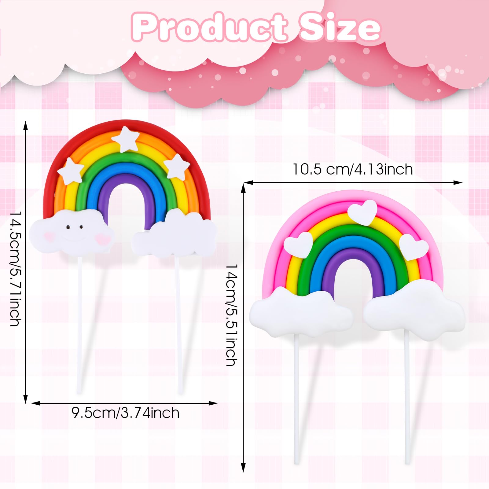 4 Stück Regenbogen-Kuchen-Topper – Tortendeko Mit Wolken & Sternen – Für Geburtstag, Kinderparty, Hochzeit – Aus Gummi, Nicht Essbar