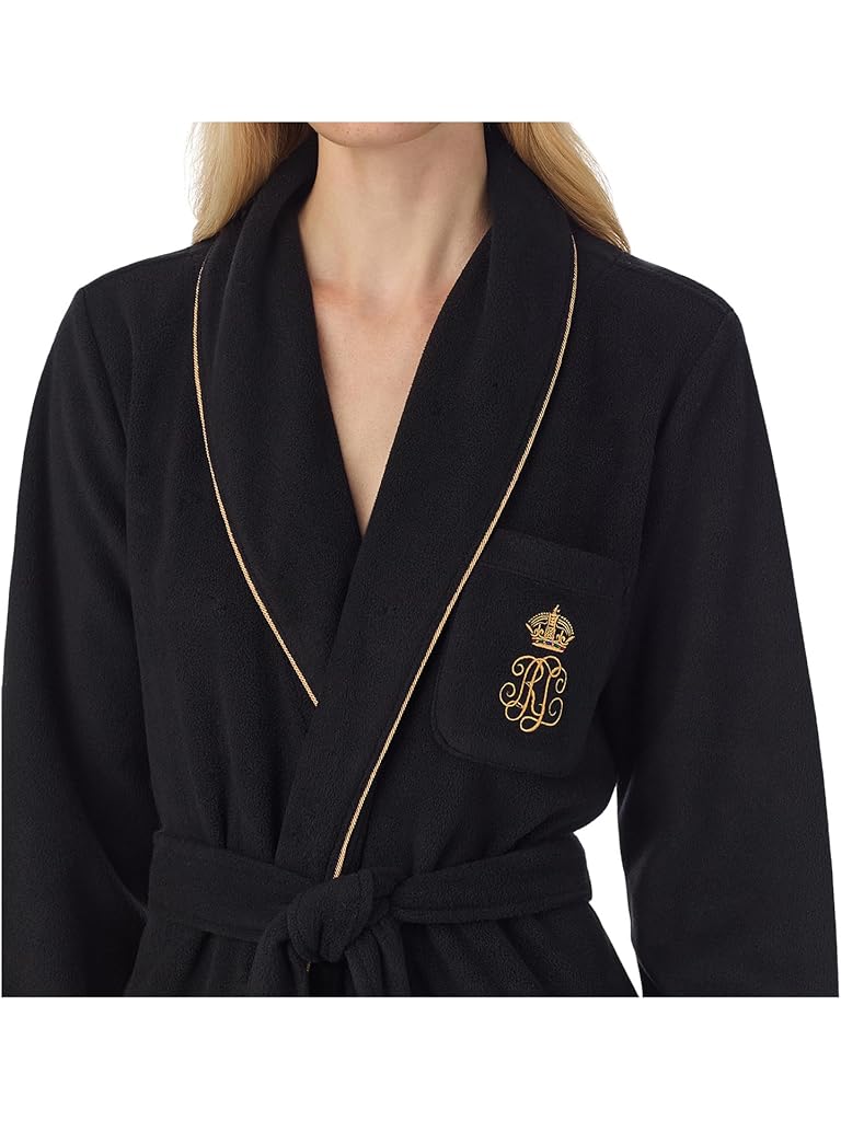 Black Lauren Ralph Lauren Recycled Polyester Dalton Fleece Robe