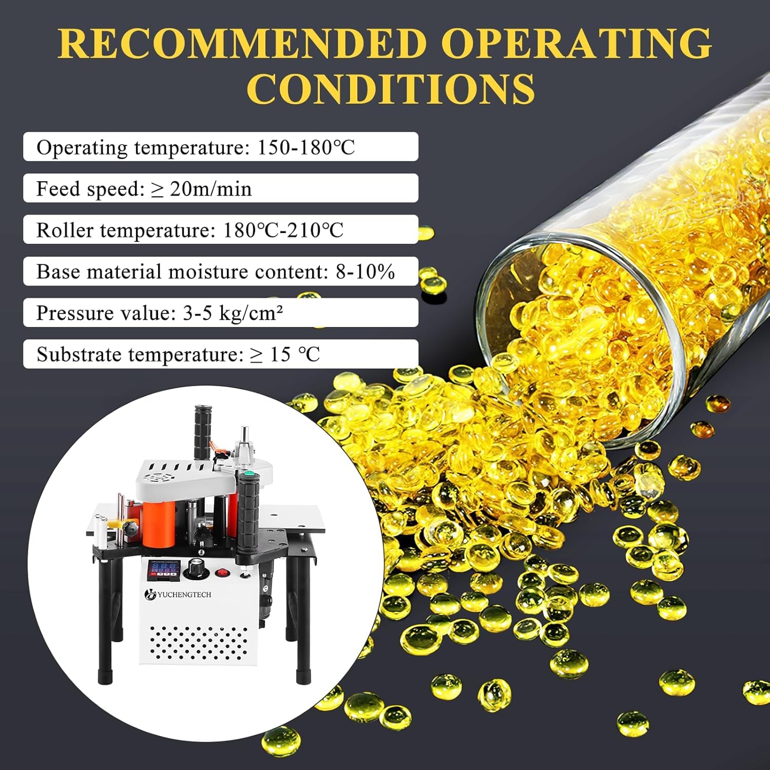 YUCHENGTECH 5 kg Gránulos de Pegamento para Tapacantos | Adhesivo Granular para Bandas de Borde Pegamento para Canteadora de Fusión en Caliente para Máquina de Cantos