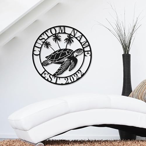 Miniatura 3 de Letrero de metal personalizado de tortuga de palmera y mar, letrero de metal personalizado de tortuga de palmera de playa, letrero de tortuga