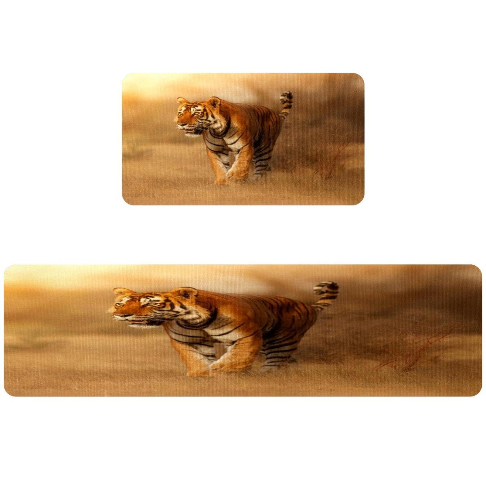 Tapete de cocina de 2 piezas VAPOKF con diseño de tigre silvestre