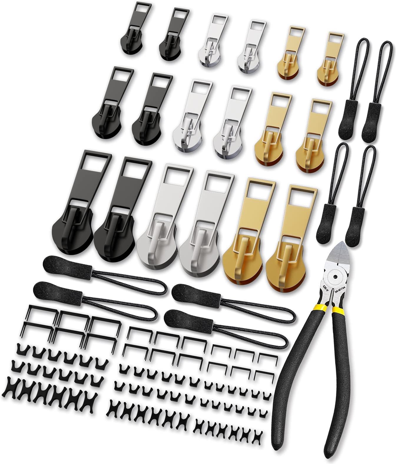 Zipper Repair Kit, Upgraded Zipper Replacement Slider Kit (99 PCS), Include Zipper Pull Replacement, Instant Zippers Plier, Easy Install, Zippers Fix Kit for Jacket Backpack Luggage (3 Sizes #3, 5, 8)
