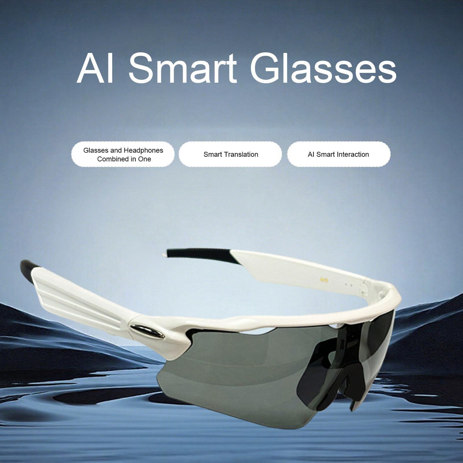 Fabater Gafas de sol inteligentes, gafas de ciclismo con, deportivas para ciclismo y senderismo, micrófono integrado y asistente de voz para correr al aire libre.