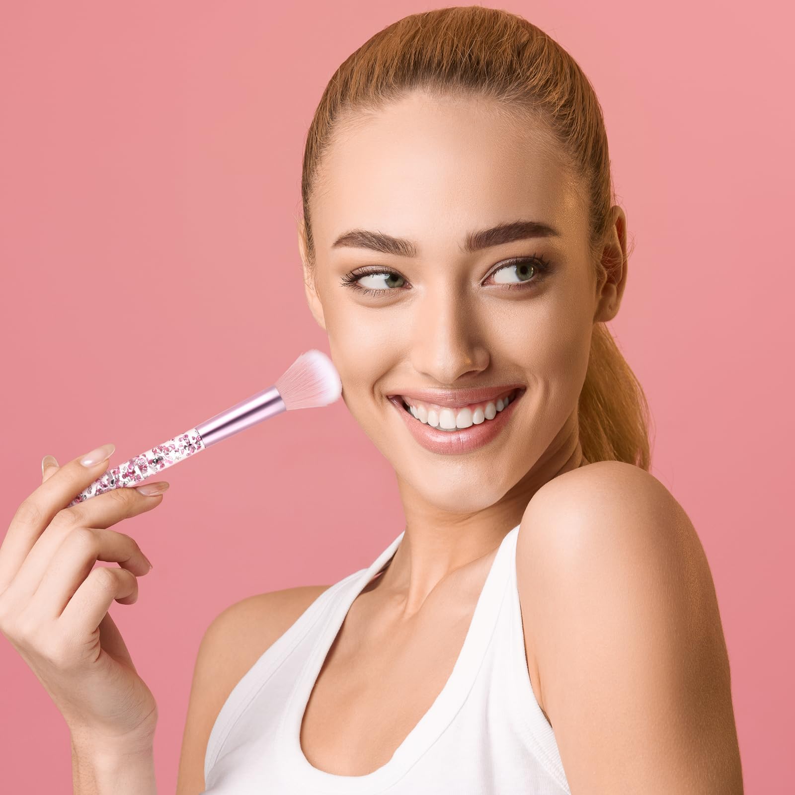 7 Pièces Crystal Pinceaux Maquillages,Pinceau Maquillage,Pinceaux Maquillage Enfant Sparkles Powder Éventail Pinceaux À Poudre Irréprochables Pour Fond De Teint Blush Fard À Paupières