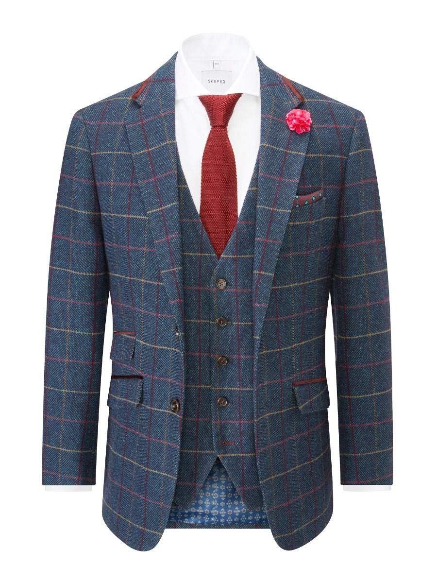 Skopes Mens Big Size Tal Doyle Aqua/Wine Check Jacket in 56L