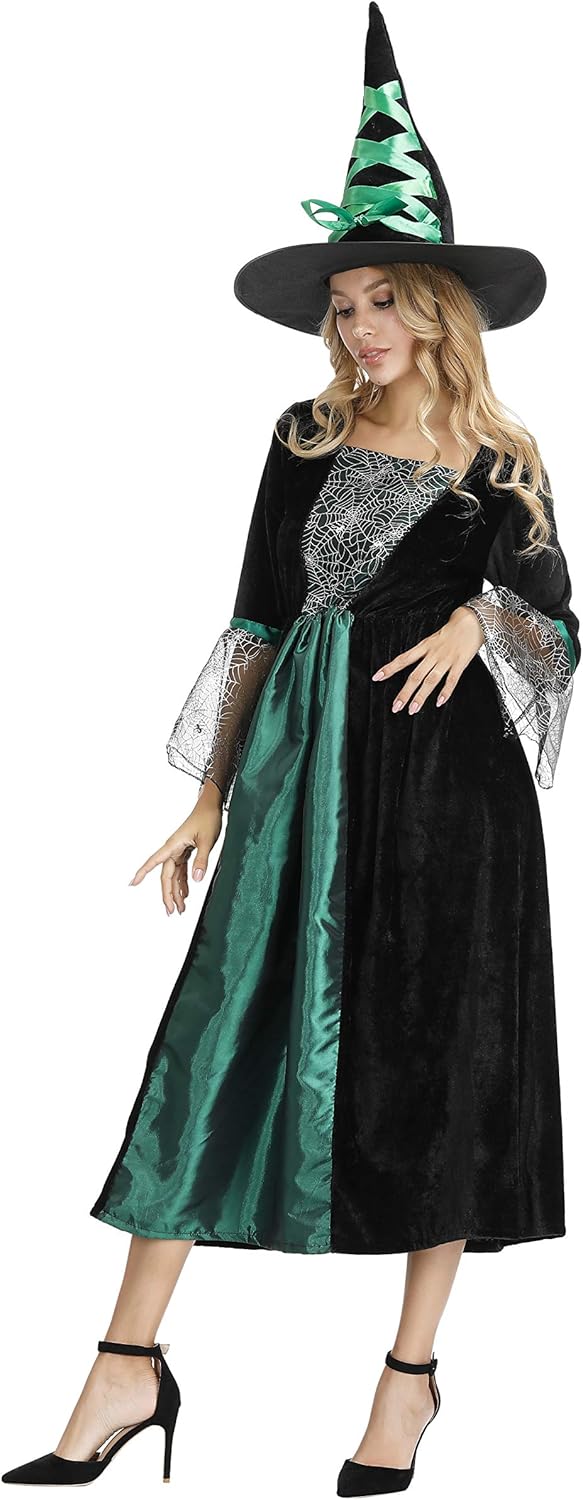 Zhitunemi Adult Witch Costume Women: Halloween Costumes Sorceress Dress Women Spider Wicked Witch Hat - Halloween Theme Party - Image 5