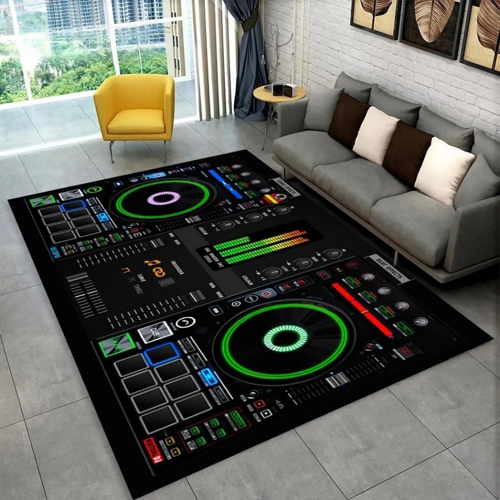 Tapis Salon DJ 120x160 cm imprimé 3D tapis de chambre moderne antidérapant