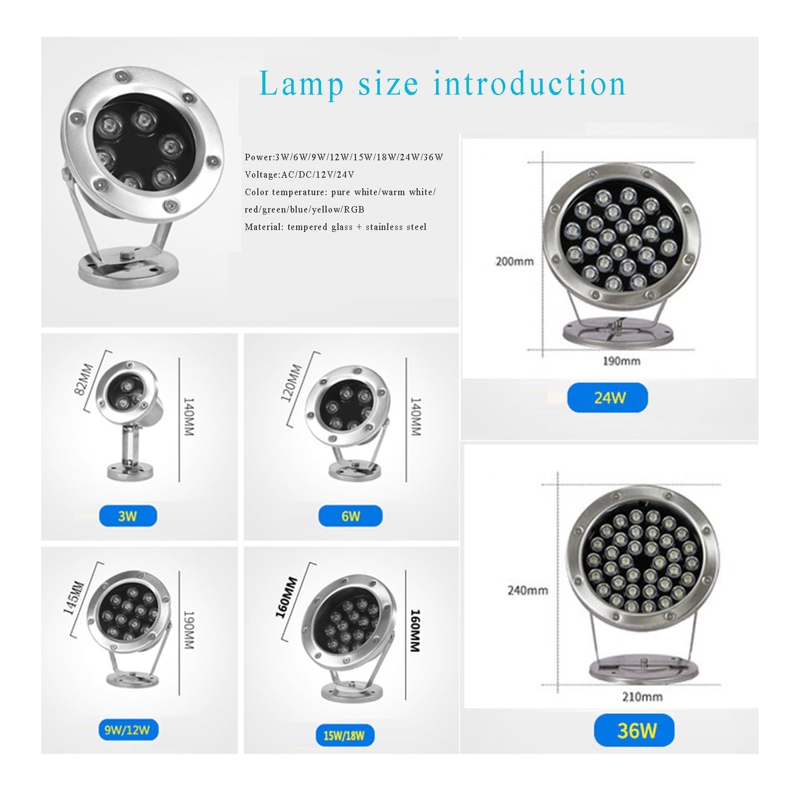 Unterwasserleuchte für Teich – LED-Licht tauchbar, Teichbeleuchtung mit LED, wasserdicht IP68, niedrige Spannung DC 12/24 V, LED-Strahler, für Garten, Rasen, Pool, Teich, Steingarten, Landschaftslampe