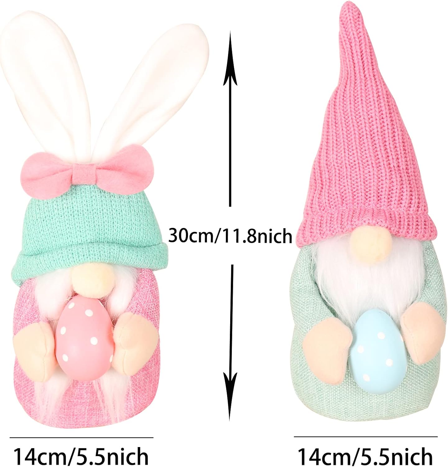 VAIZIQ Easter Gnomes 2 Pack, Handmade Swedish Decorations Plush Gnome, Easter Gifts for Kids Girls Boys,Home Decorations, Gnome Dolls with Easter Eggs image 2