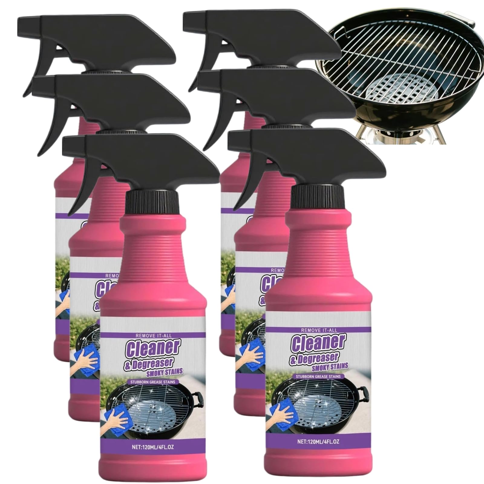 Schnell wirkendes, hochwirksames Grill-Entfettungsspray – Multifunktionaler Fettentferner für Außengrills – Allzweckreiniger für Angebranntes und Fett – Reinigungsspray für Küchengeräte (6pcs)