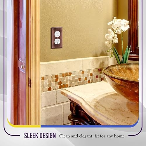 Miniatura 7 de ENERLITES Placa de pared de metal para receptáculo dúplex, tapa de salida de acero inoxidable, resistente a la corrosión, tamaño estándar de 1