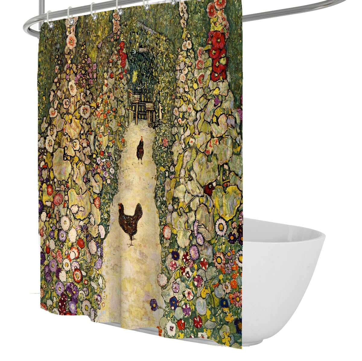 OLLIAR Home Watercolor Forest Shower Curtain 180x200 Dreamy Woodland Nature Design Waterproof Cloth Fabric Bath Curtain with Hooks Bathroom Decor Sets