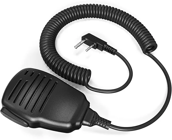 SAMCOM Walkie Talkie Speaker Mic, 2 Pin K Type Handheld Two Way Radios Shoulder Lapel Mic Microphone with Rainforced Cable,1 Pack