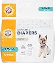 Arm & Hammer for Pets Disposable Female Dog Diapers with Odor Control and Wetness Indicator, Leak Resistant Dog Diapers for Incontinence and Heat Cycles, Size X-Small 12–15 in Waist, 12 Count
