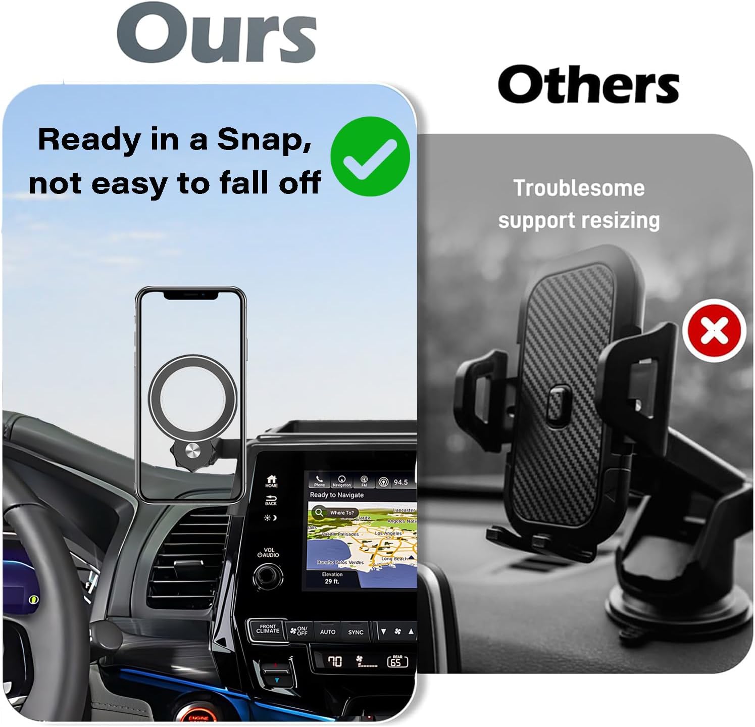 Magnetism Car Phone Holder for Honda Odyssey 2018-2024 Accessories Screen Fixed Clip Magnetic Cell Phone Mount with Dashboard Storage Tray One-Hand Operation