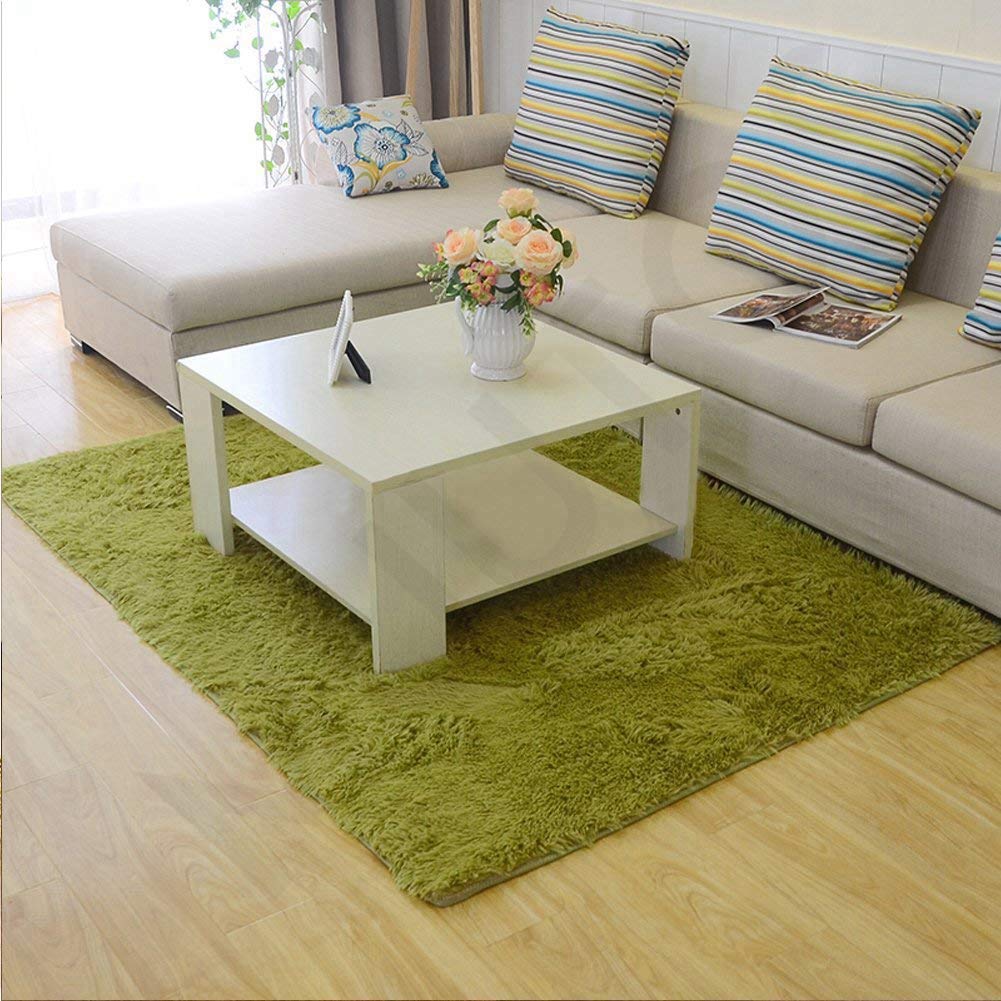 Tappeto in finta pelle di pecora super morbido, moderno, a pelo corto, in peluche, per soggiorno, camera da letto, corridoio, cucina, verde, 150 x 200 cm, accogliente decorazione per la casa.