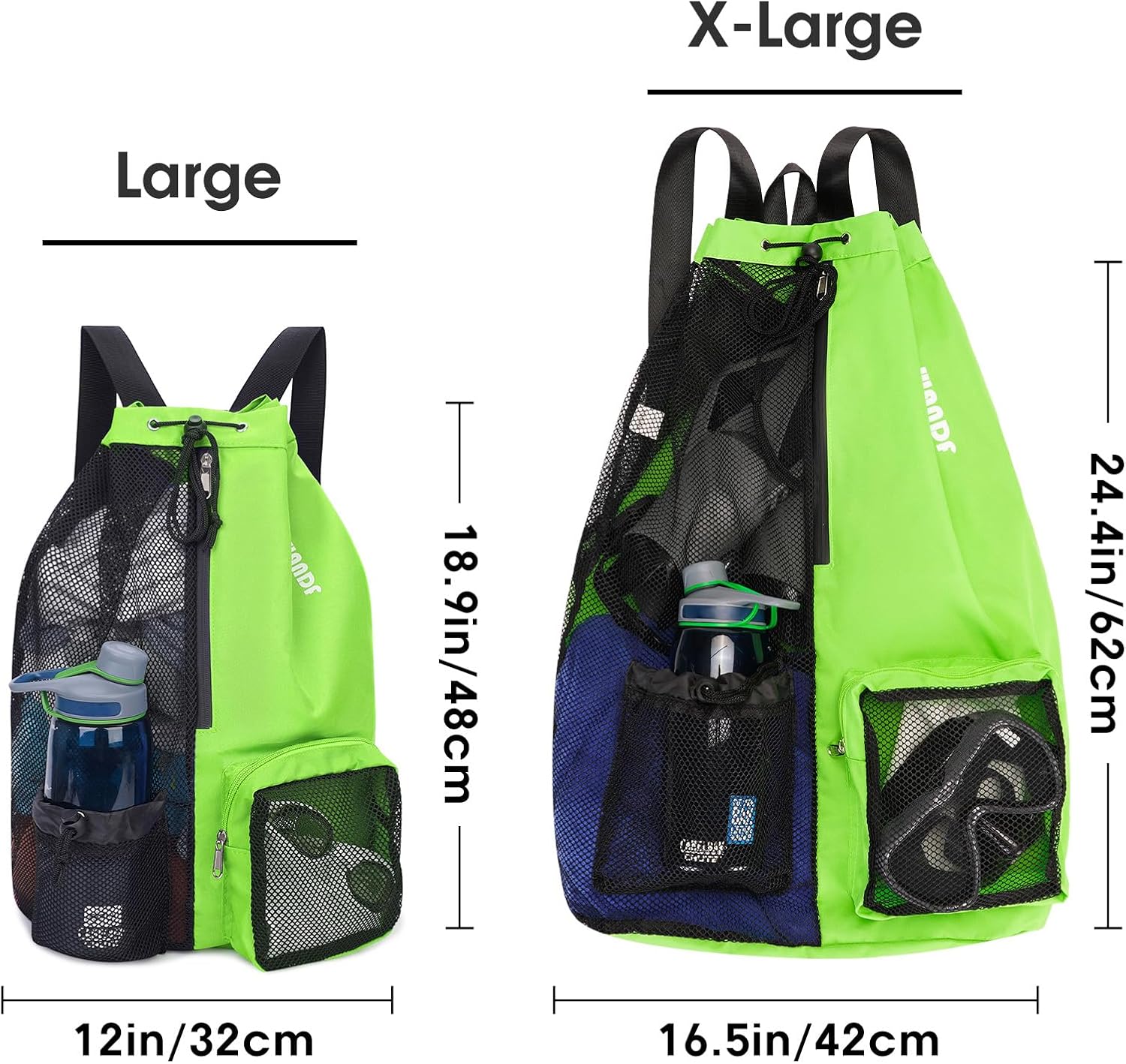 WANDF Mesh Swim Bag, Drawstring Beach Backpack image 2