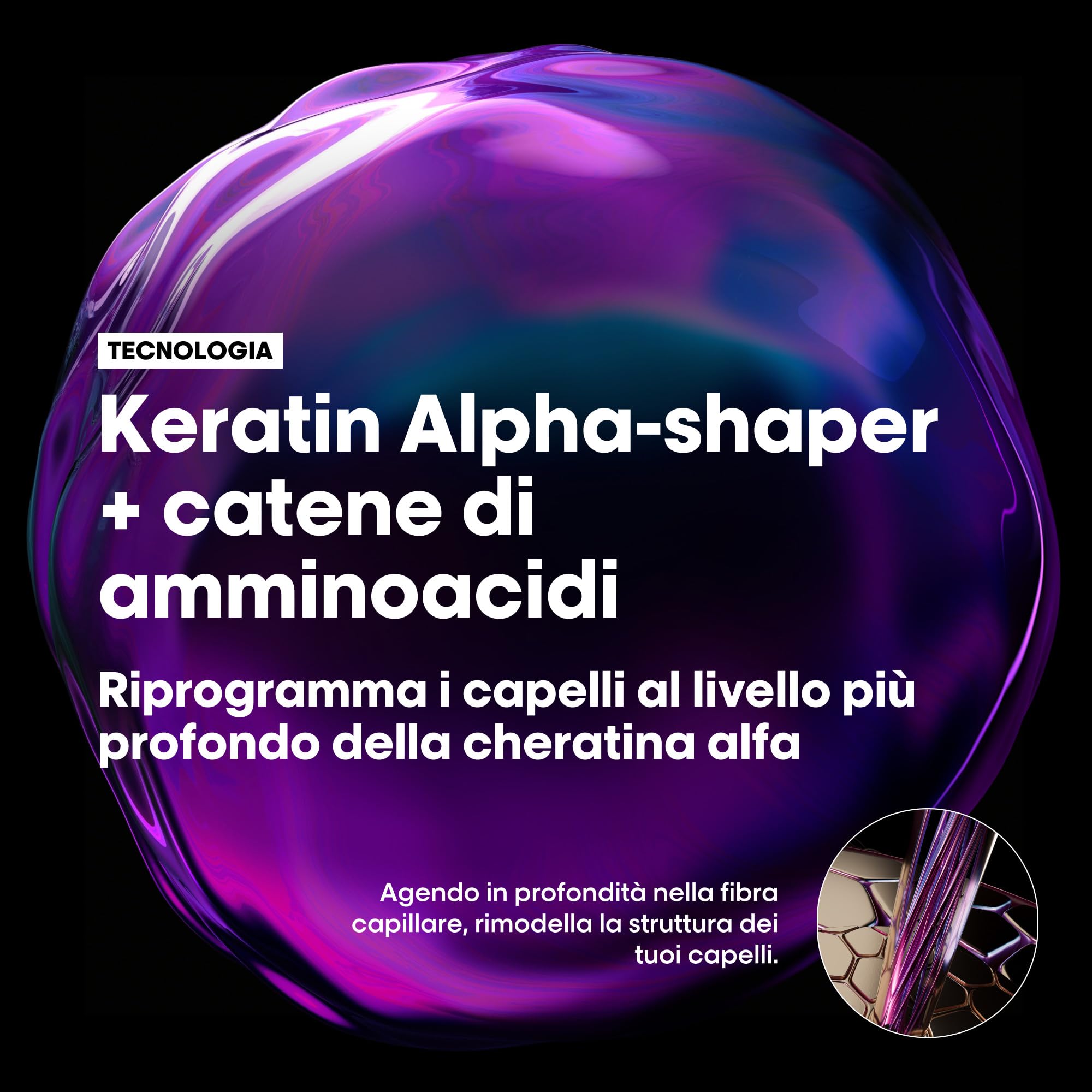 L'Oréal Professionnel, Shampoo Professionale Anticrespo e Disciplinante, Per Tutti i Tipi di Capelli, Capelli Più Morbidi e Luminosi, Con Keratin-Alpha shaper e Aminoacidi, Keratin Alpha Sleek, 500 ml