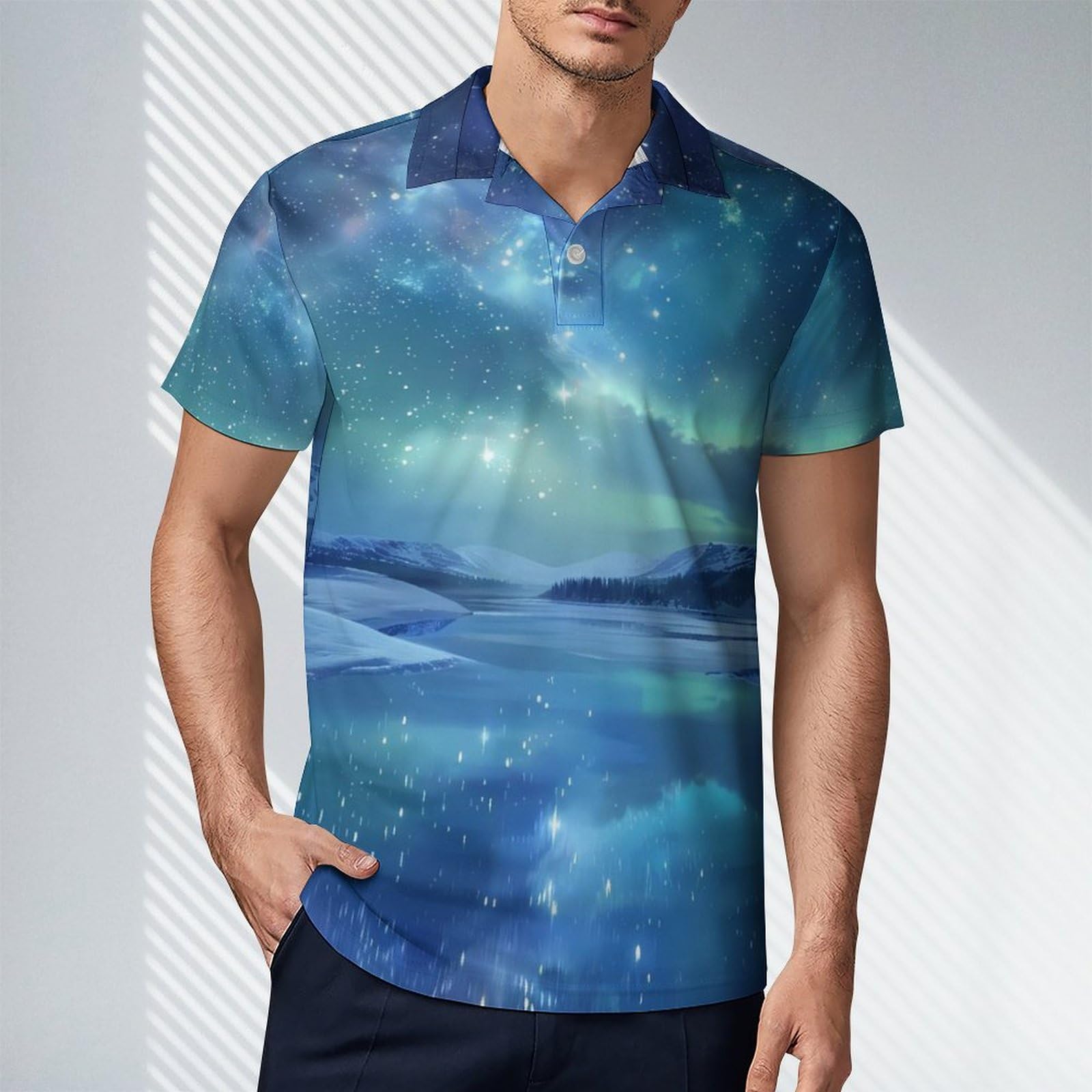 Starry Sky Novelty Men's Short Sleeve Shirts Funny Golf Tennis Work T-Shirt Sport Tee S