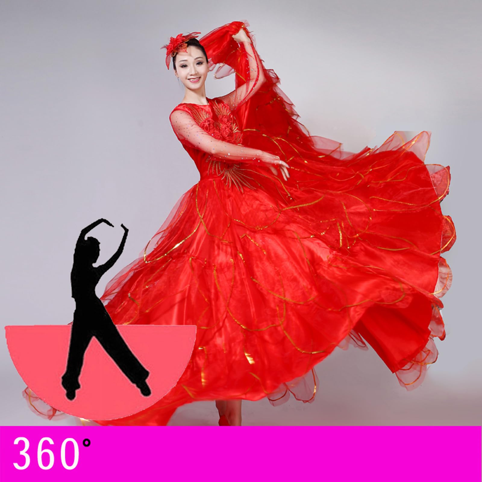 OTMYIGO Gonna di Flamenco Spagnolo per Donne Adulte, Vestito da Costumi di Danza del Ventre, per Feste di Carnevale zingaresche