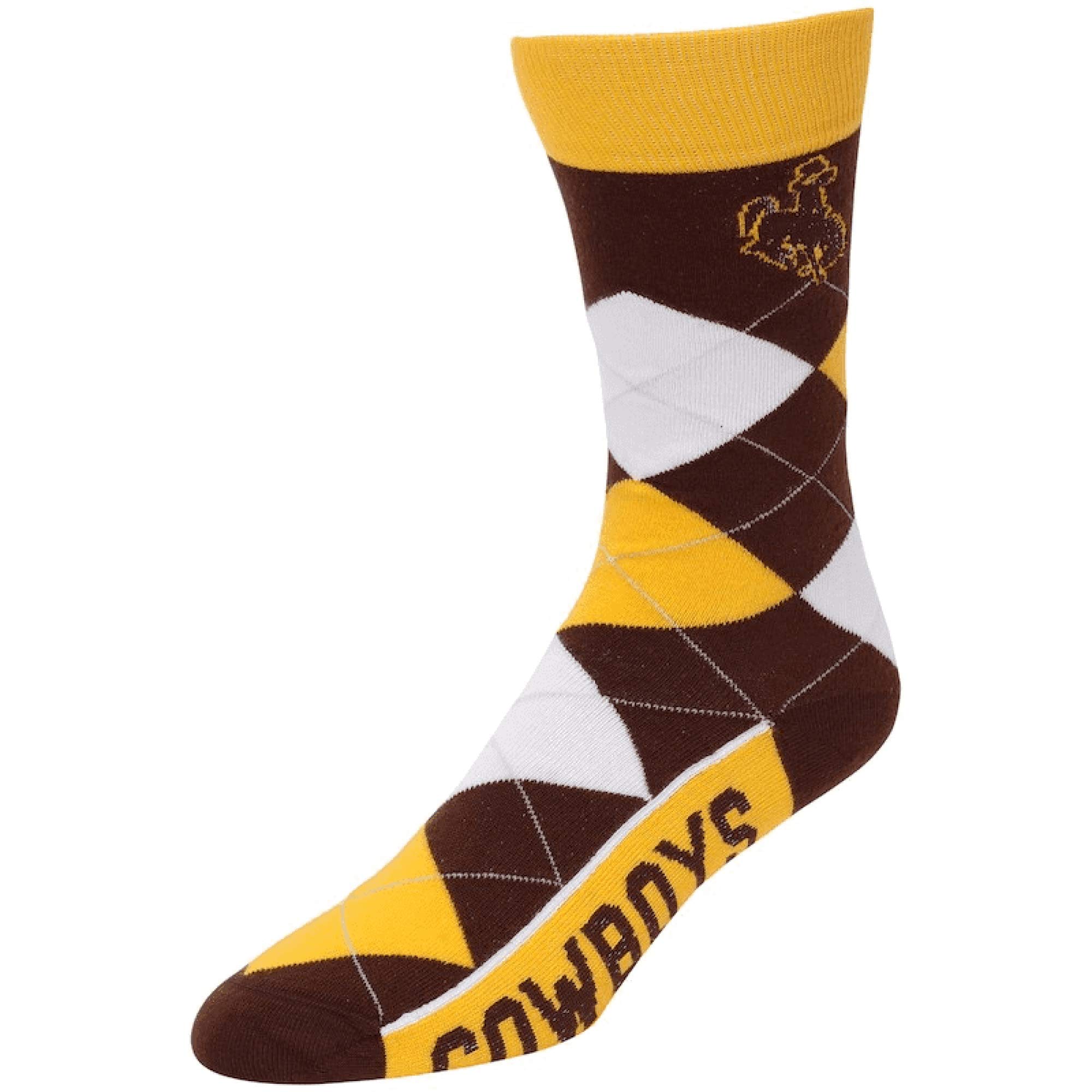 For Bare Feet NCAA Wyoming Cowboys Argyle Line Up Dress Sock Team Color OSFM