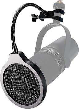 YOUSHARES Pop Filter - 4 Inch 3 Layers Metal Windscreen with Flexible 360 Gooseneck Clip Mic Mask Shield Compatible with Shure MV7 Mic