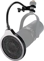 YOUSHARES Filtro Pop – Para-brisas de metal de 10 cm e 3 camadas com clipe de pescoço de ganso flexível de 360° compatível com microfone Shure MV7