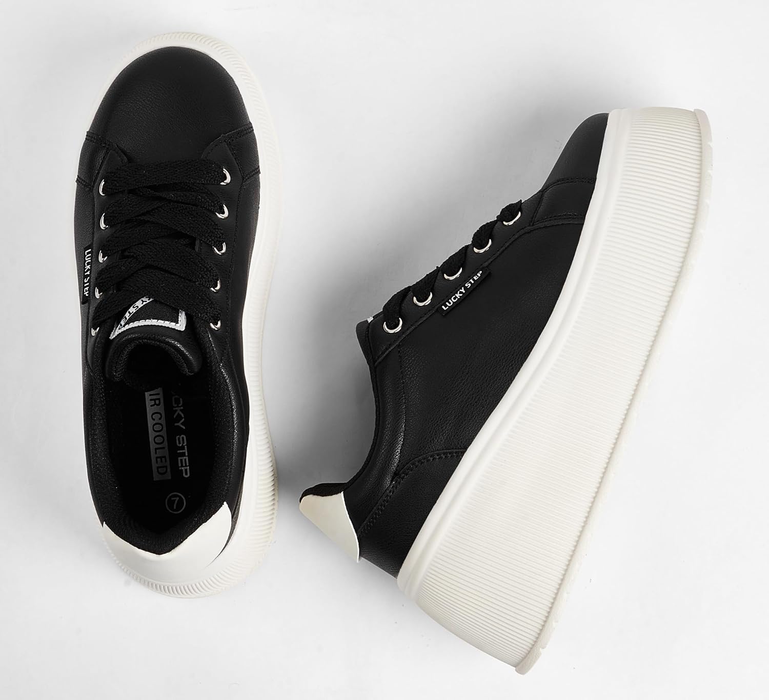 LUCKY STEP Women's Platform Fashion Sneakers Classic Wedge Canvas Casual Low Top Retro Walking Shoes - Image 7