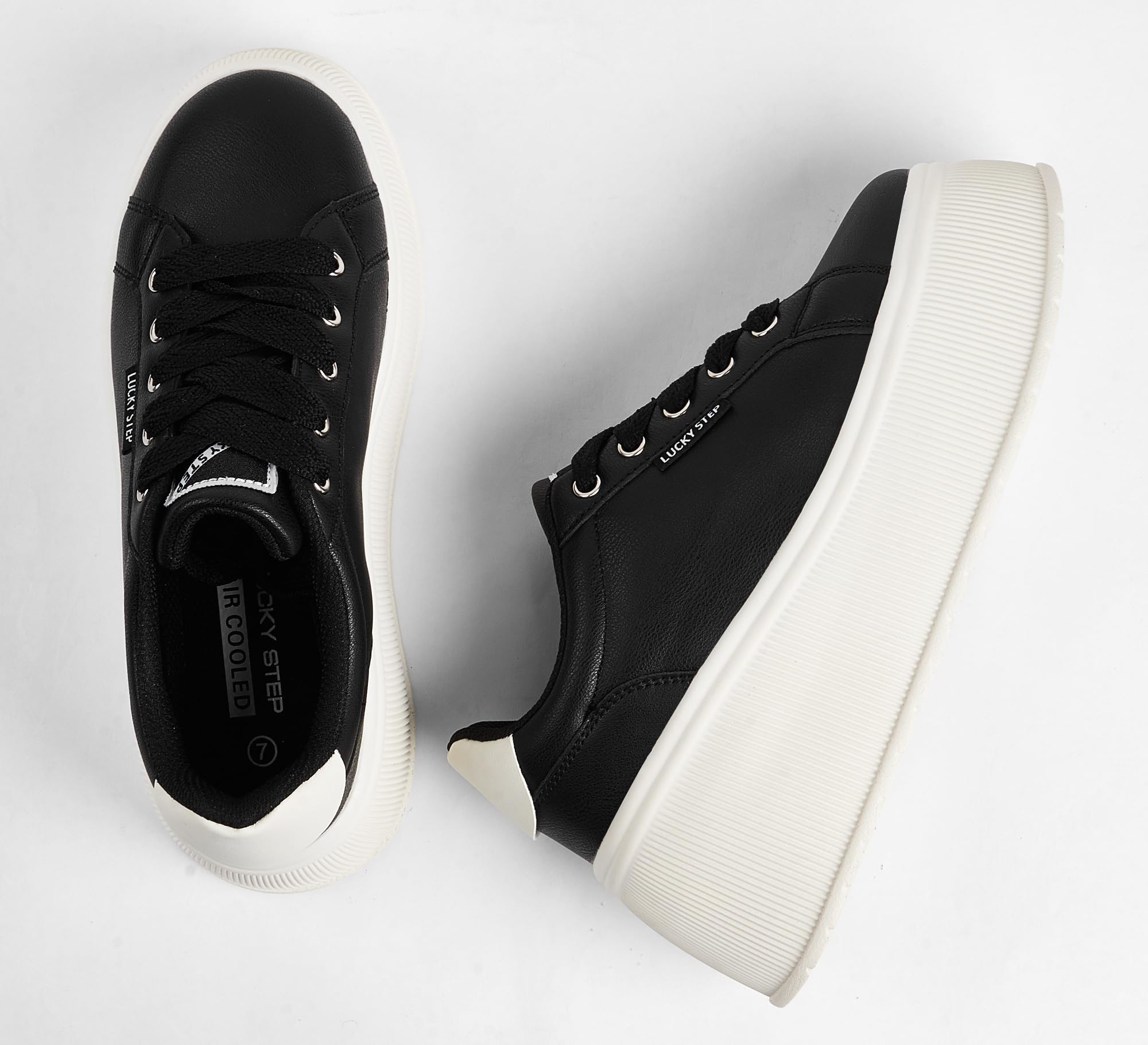 LUCKY STEP Scarpe da Donna con Piattaforma | Sneaker Classiche con Zeppa in Tela Casual Basse retrò