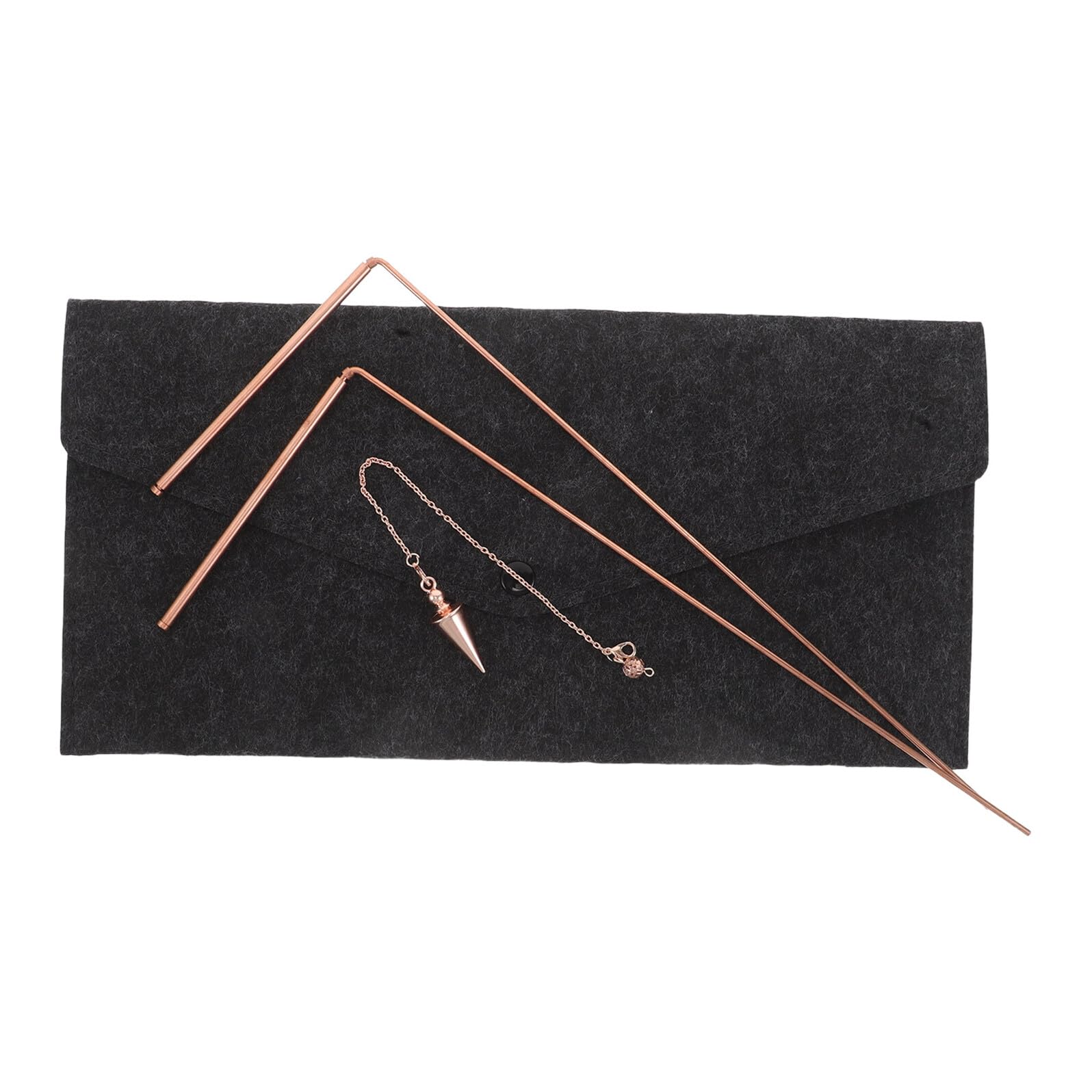 Baguette de Sourcier en Laiton avec son Pendule et sa Pochette en Feutre