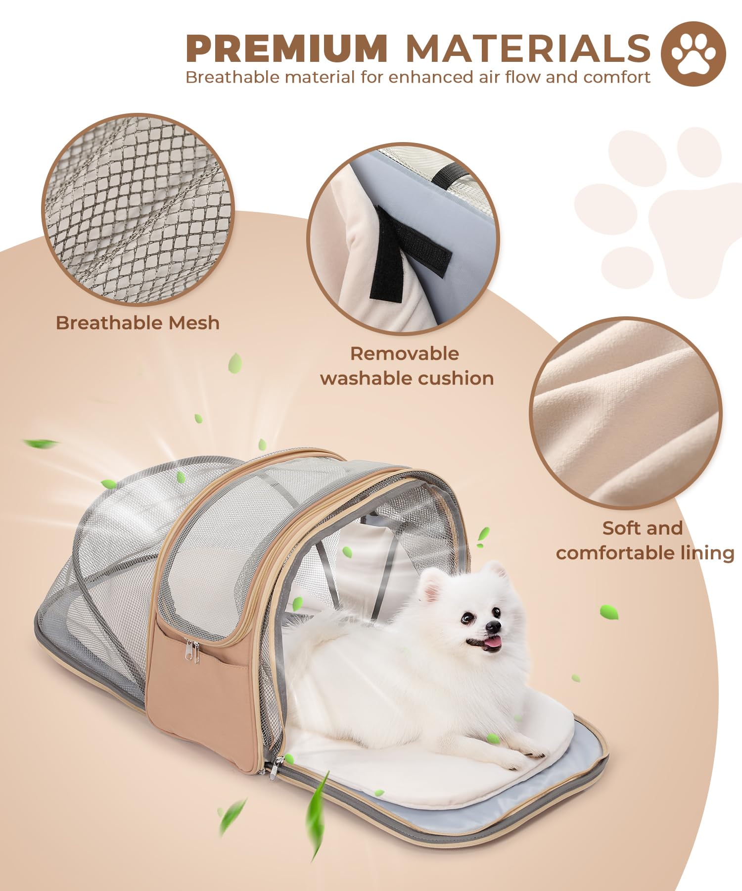 Mochila transportadora de mascotas expandible con malla transpirable para gatos, perros pequeños, cachorros de hasta 25 libras, aprobada por aerolíneas, impermeable, con hebilla de seguridad para