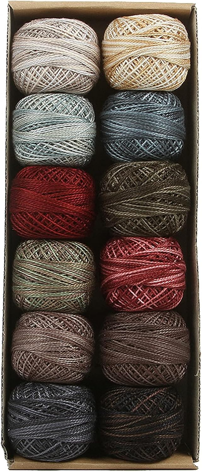 Valdani Perle Cotton Size 8 Embroidery Thread ''Folk Art Fusion II - Michelle May of The Raspberry Rabbits" Sampler Set - 12 Colors, 73 Yards Each