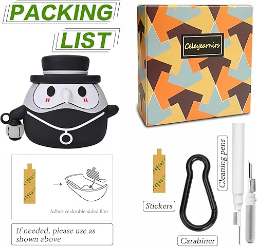 Miniatura 4 de Funda de silicona TPU compatible con AirPods Pro de 21 generación con llavero, diseño luminoso medieval de la peste doctor anime, compatible con