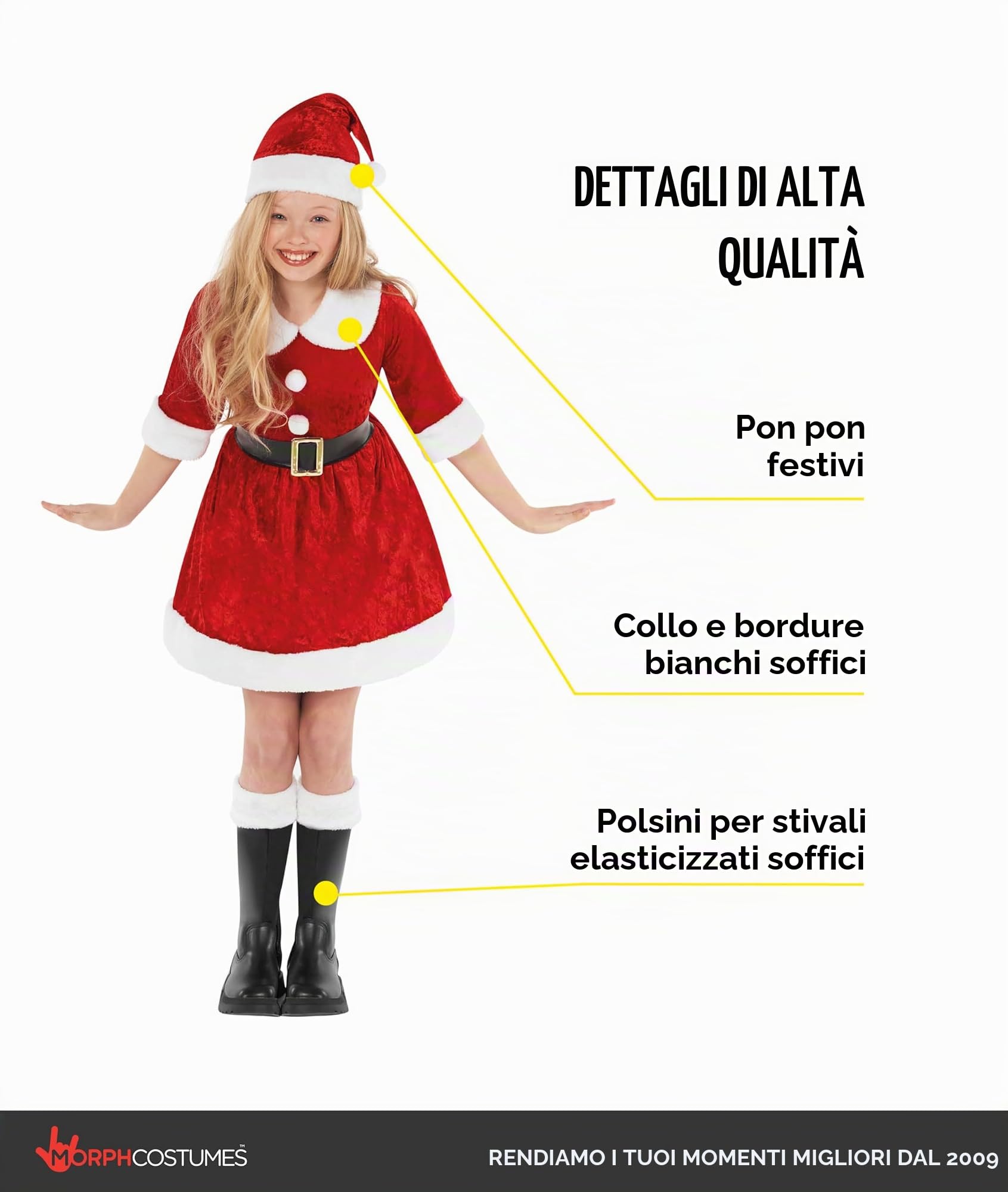 Morph Costume Babbo Natale Bambina, Costume Halloween Bambina