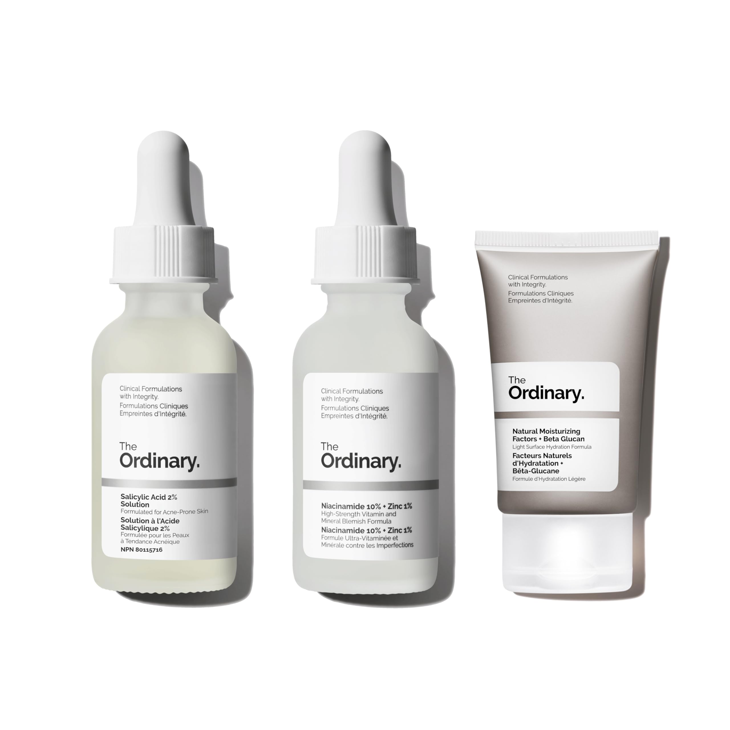 The OrdinaryAcne Collection - Skin Care Bundle Set For Oily, Acne Prone Skin - Salicylic Acid 2% Solution, Niacinamide 10% + Zinc 1%, Natural Moisturizing Factors + Beta Glucan