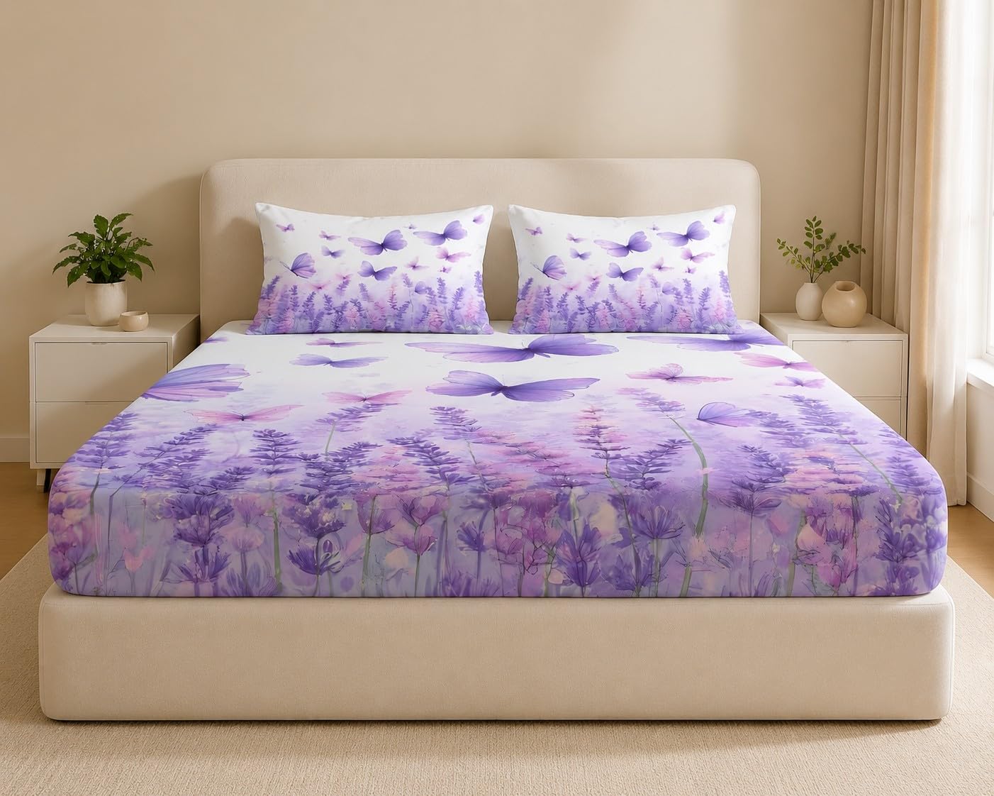 Lenzuolo con Angoli Matrimoniale Lavanda 200x200 cm