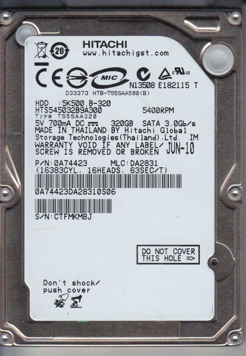 Amazon | 純正 OEM HITACHI HTS545032B9A300 0A74423 320GB 2.5インチ