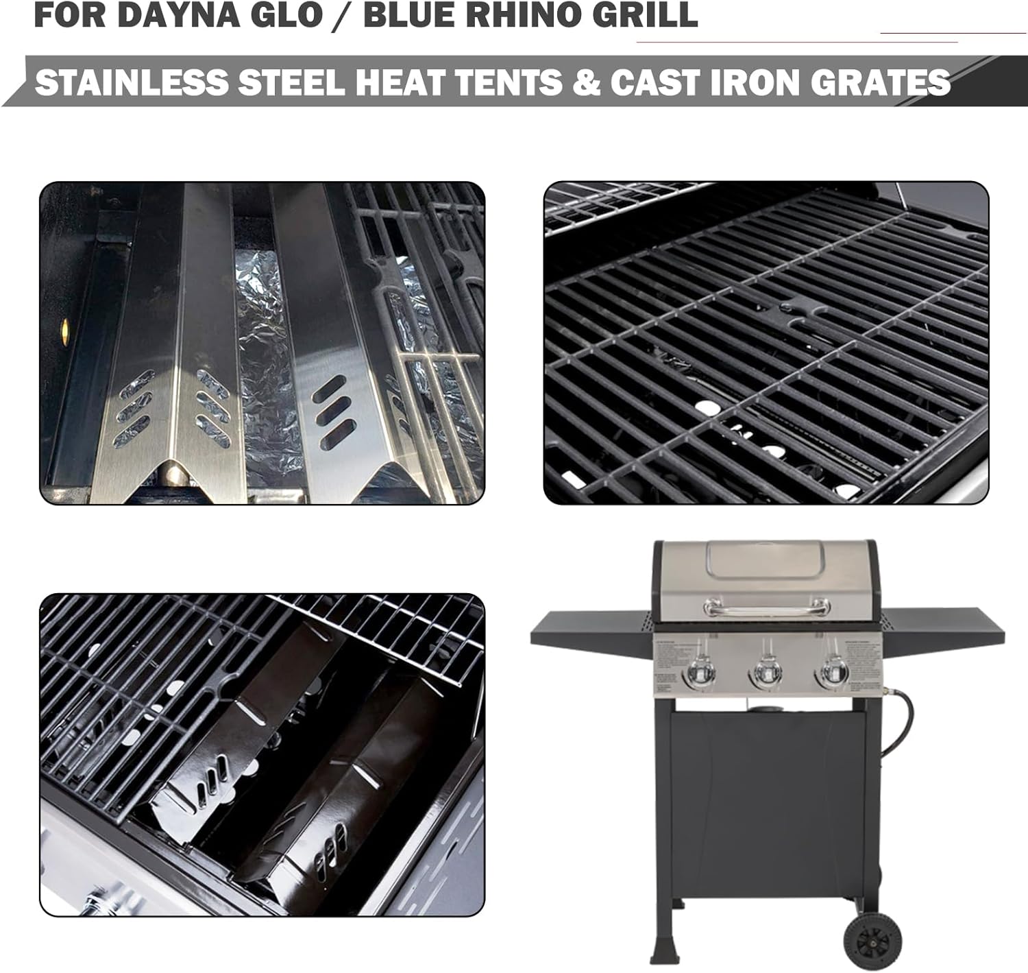 Oklagarden GBC1932L Grill Replacement Parts for Blue Rhino 3 Burner Grill Parts B0212-040 Heat Plates G1707-010 Blue Rhino Grill Replacement Grates GBC1406W Backyard Outdoor BBQ Parts Heat Shields