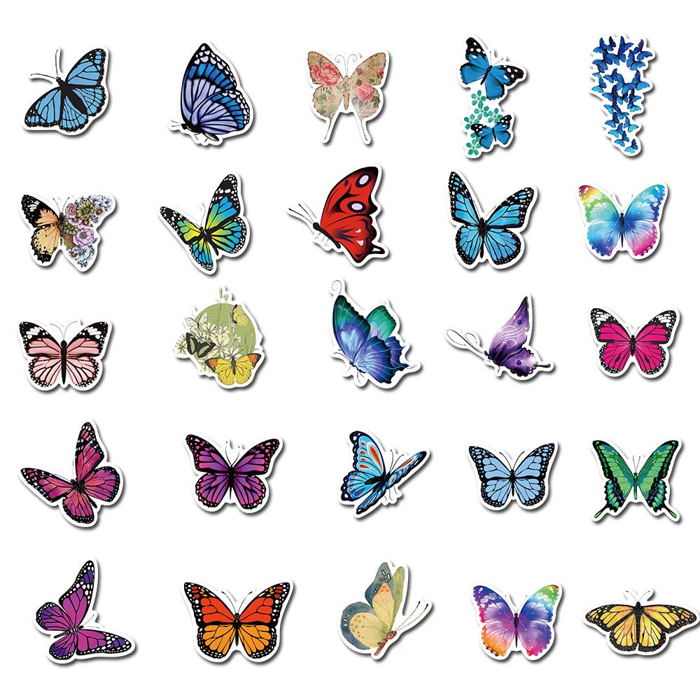 TX 50 x Unique Fashion Butterfly Stickers for Laptop Motorcycle, Skateboard, Luggage Stickers - Image 2