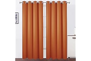 LEMOMO 52x84 inch Orange Blackout Curtains for Bedroom