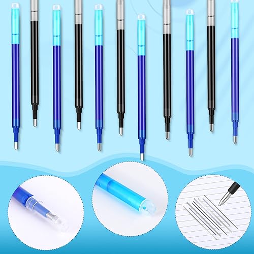 Miniatura 4 de Zonon 24 repuestos de tinta de gel borrables para bolígrafos de tinta de gel borrables, punta fina de 0.028 in (negro, azul)