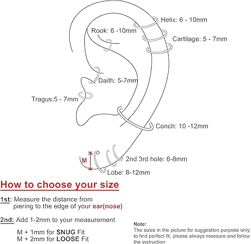 Miniatura 5 de Small Gold Sterling Silver Huggie Hoop Earrings for Women Cartilage Nose Helix Tragus (Silver, 7mm 24 gauge  1 pair)