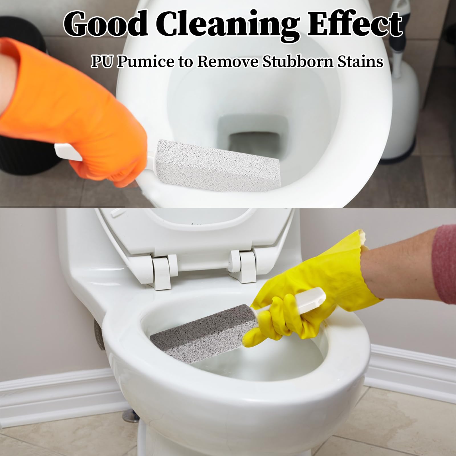 Cleaning Block WC, piedra de limpieza para inodoro con asa, 4 unidades de piedra pómez con mango, piedra de limpieza profunda, limpiador de marcas de agua dura