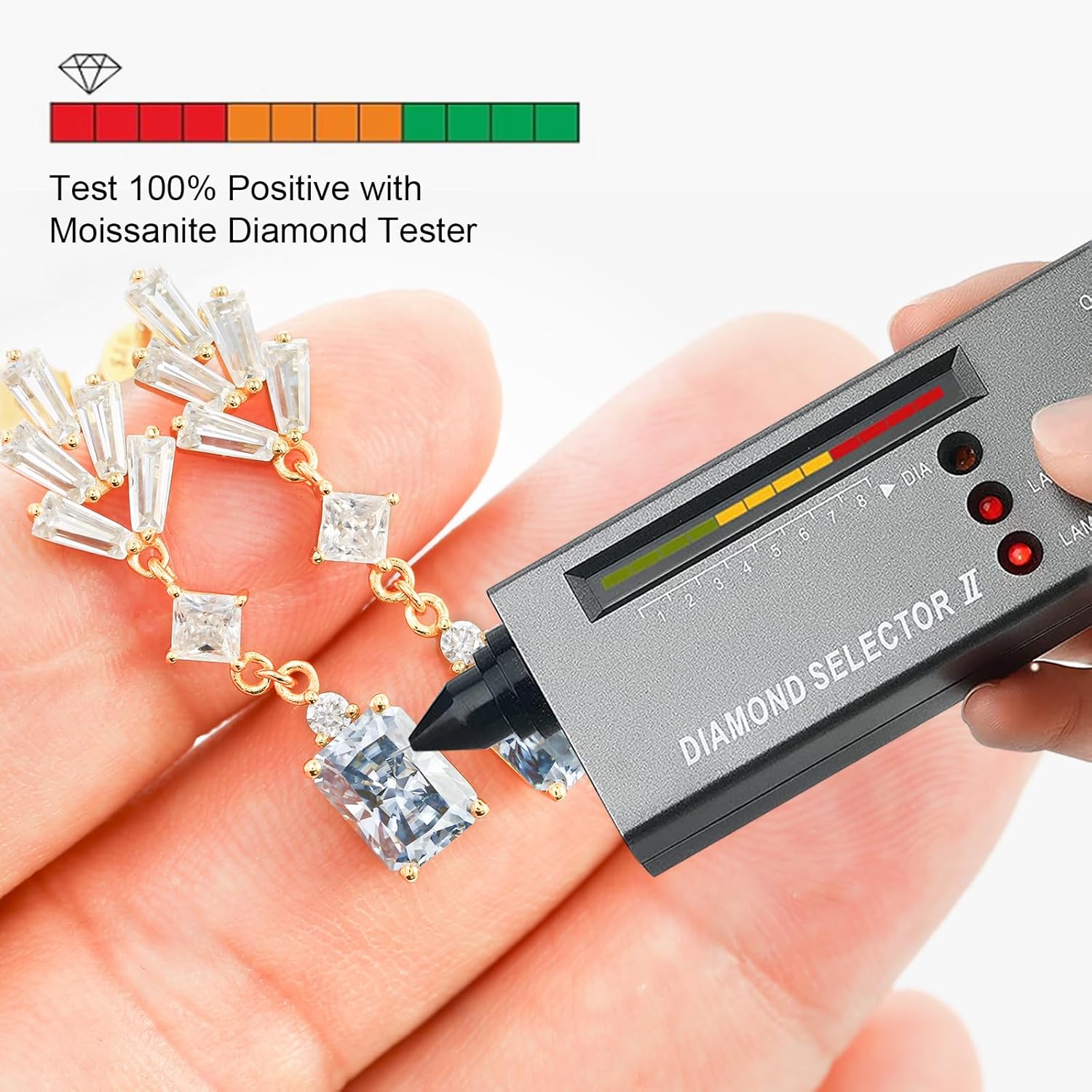 Moissanite Drop Earrings for Women, Gold Dangle Earrings with D Color VVS1 Moissanite, S925 Sterling Silver 18K Gold Plated, Elegant Fine Jewelry Gift for Her