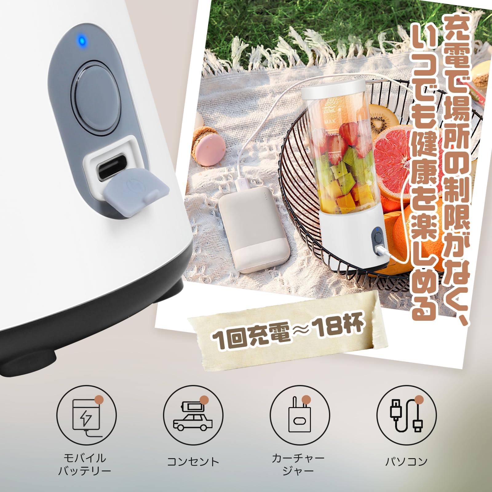 Amazon | ジューサー ミキサー 小型 氷も砕ける スムージー 野菜 果物