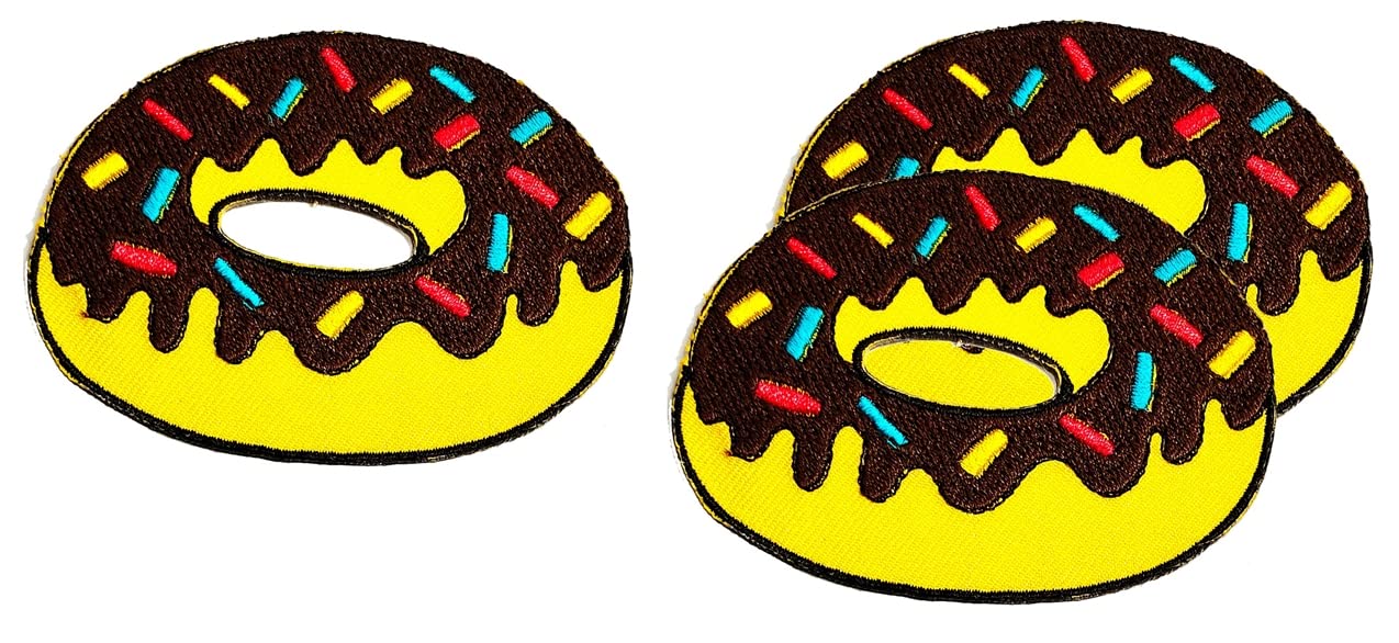 Pretty Chocolate Banana Doughnut Donut Sweet Cartoon Children Kid Patches Embroidered Appliques Symbol Badge Clothes Jeans T-Shirt Hat Backpacks for Girls Boys Gifts (3 PCS)